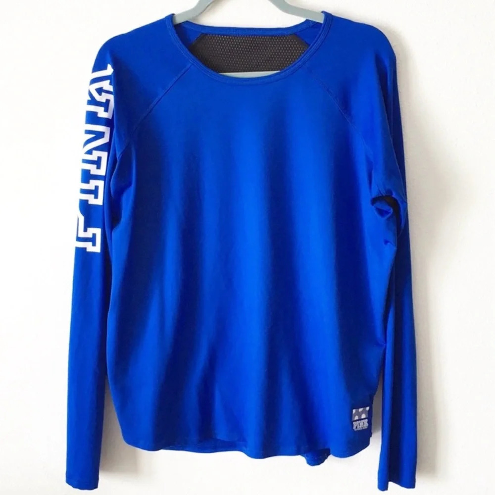 Victoria Secret PINK Long Sleeve Athletic Top Blue Size Small VS Athleisure